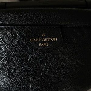 Louis Vuitton Black Embossed Monogram Shoulder Bag with Gold Logo
